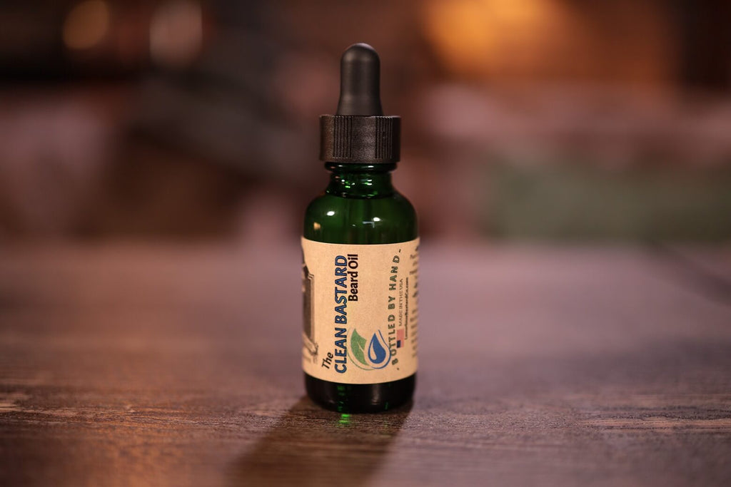 1oz green bottle dropper top clean bastard beard oil