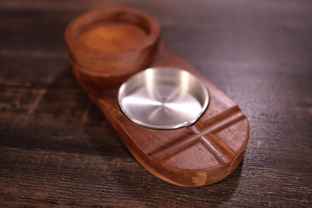 wood cigar pipe & drink ashtray
