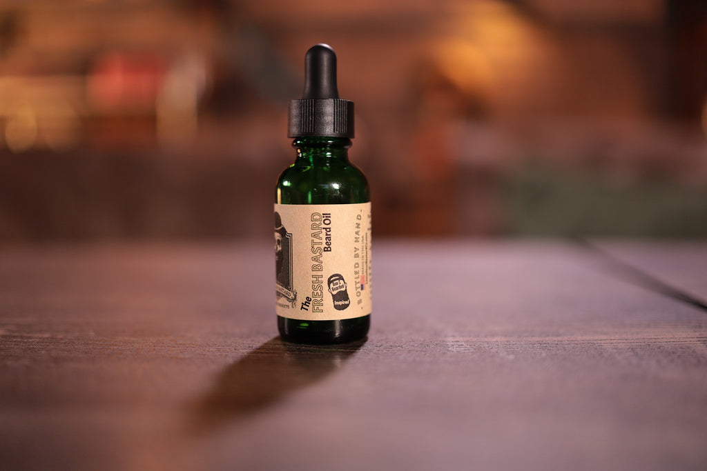 1oz green bottle Fresh beard oil with dropper top