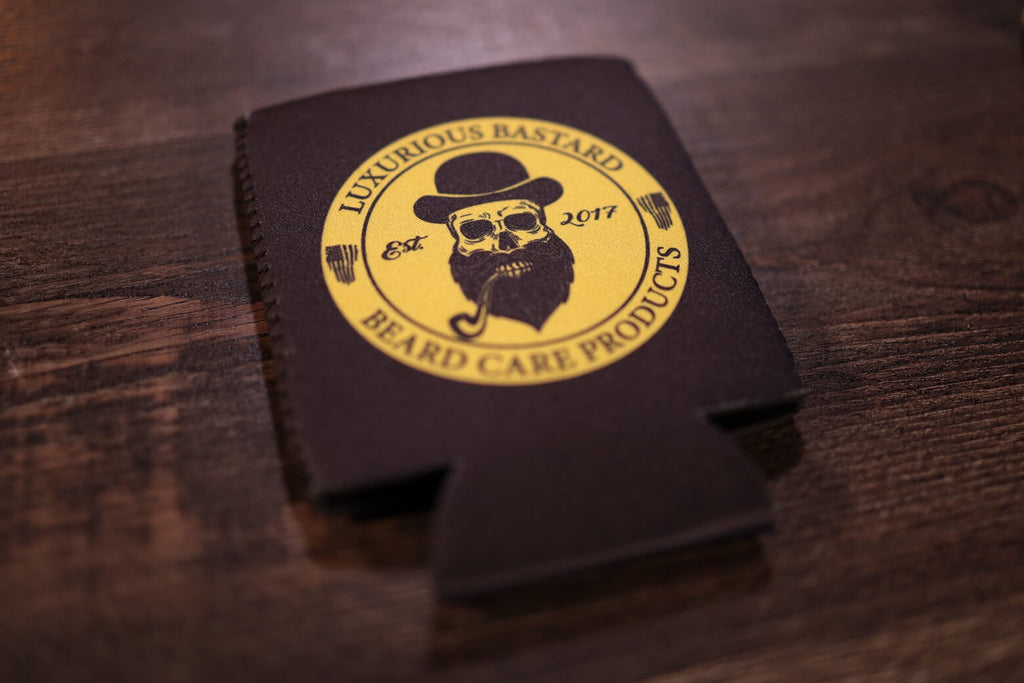 Black with yellow logo foam can koozies cooler