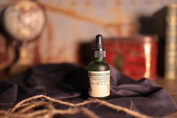 1oz  frosted green bottle Legendary beard oil with dropper top