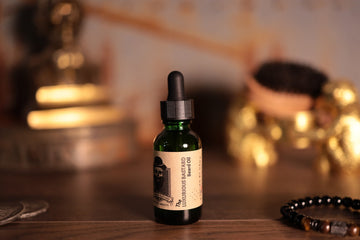 1oz green bottle Luxurious beard oil with dropper top